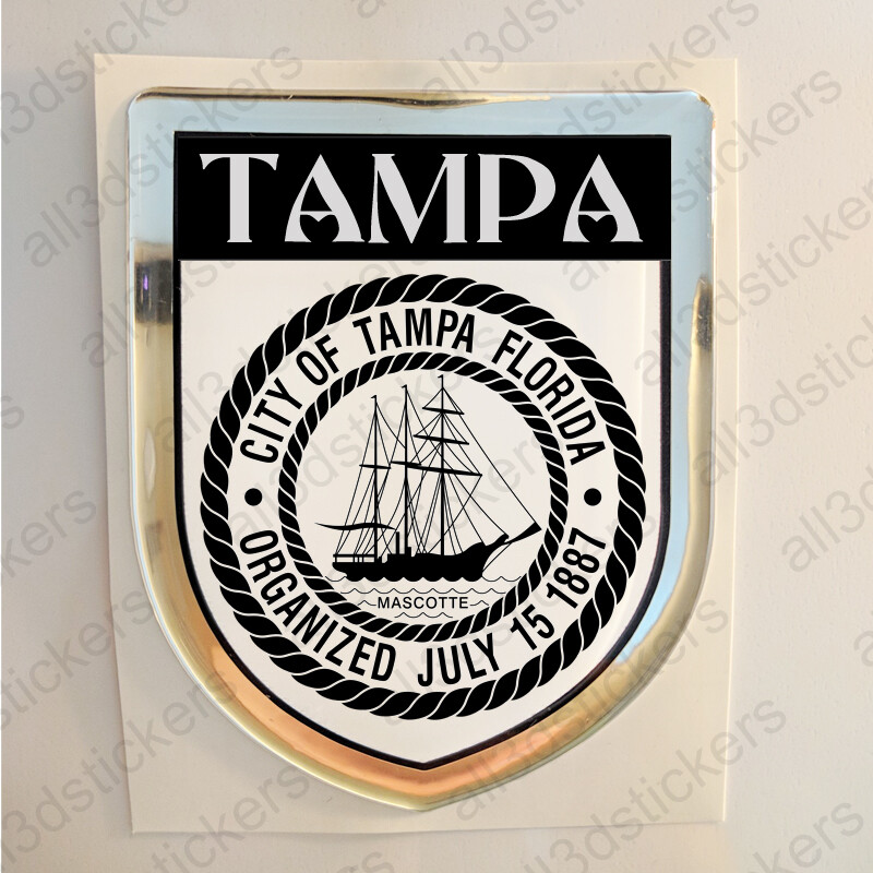 Tampa USA Sticker Seal Resin Domed Flag United States Stickers Shield 3D