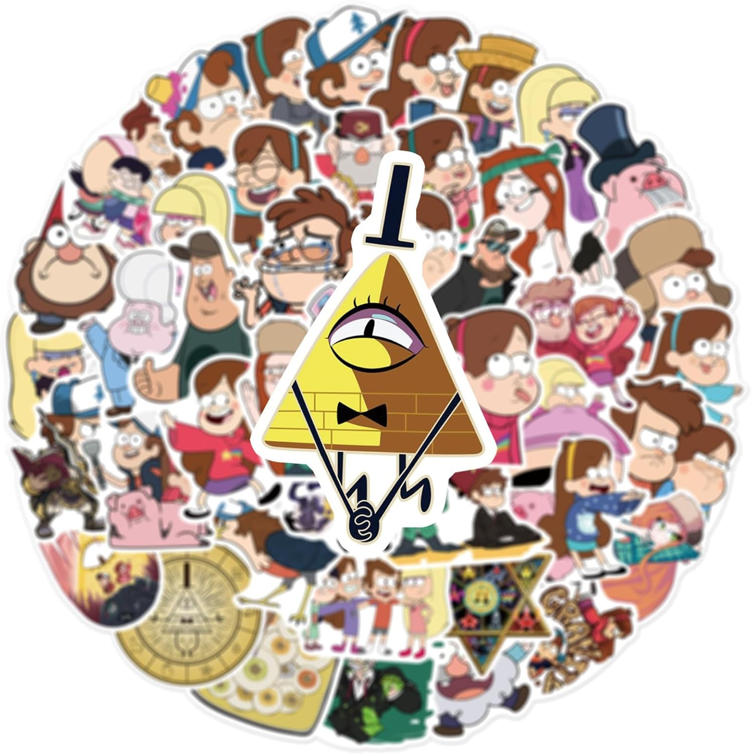 50pcs Cartoon Gravity Falls Stickers for Kids, Vinyl Waterproof Decal for Water