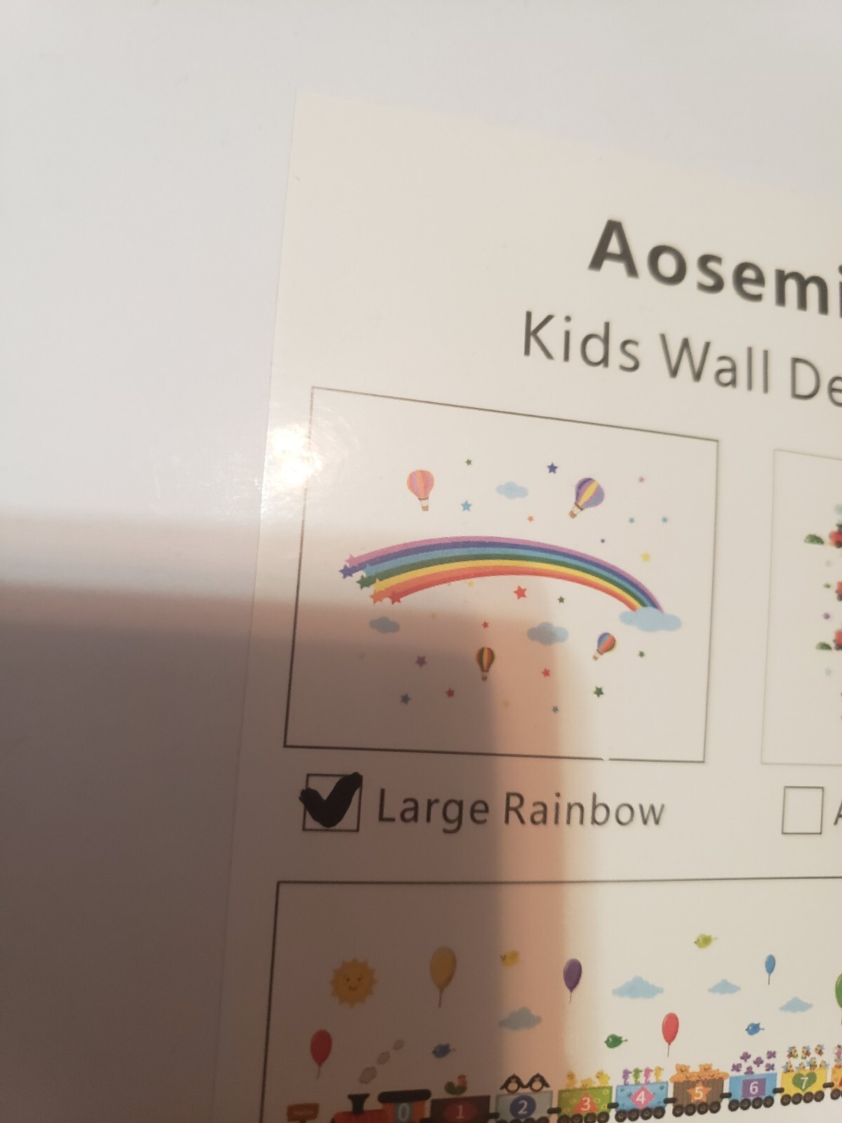 Large Rainbow Wall Decal Kids Room Balloons Stars Clouds NIP