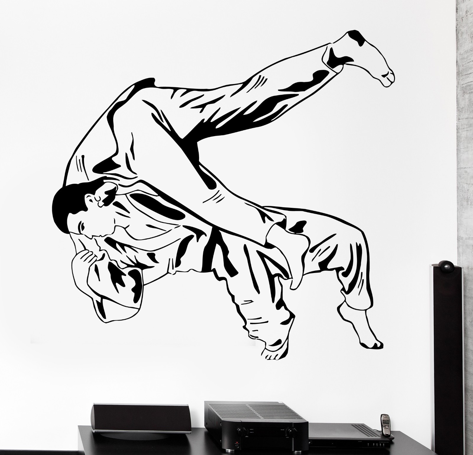 Wall Sticker Sport Judo Jiu-Jitsu Wrestlers Martial Arts Vinyl Decal (z3013)