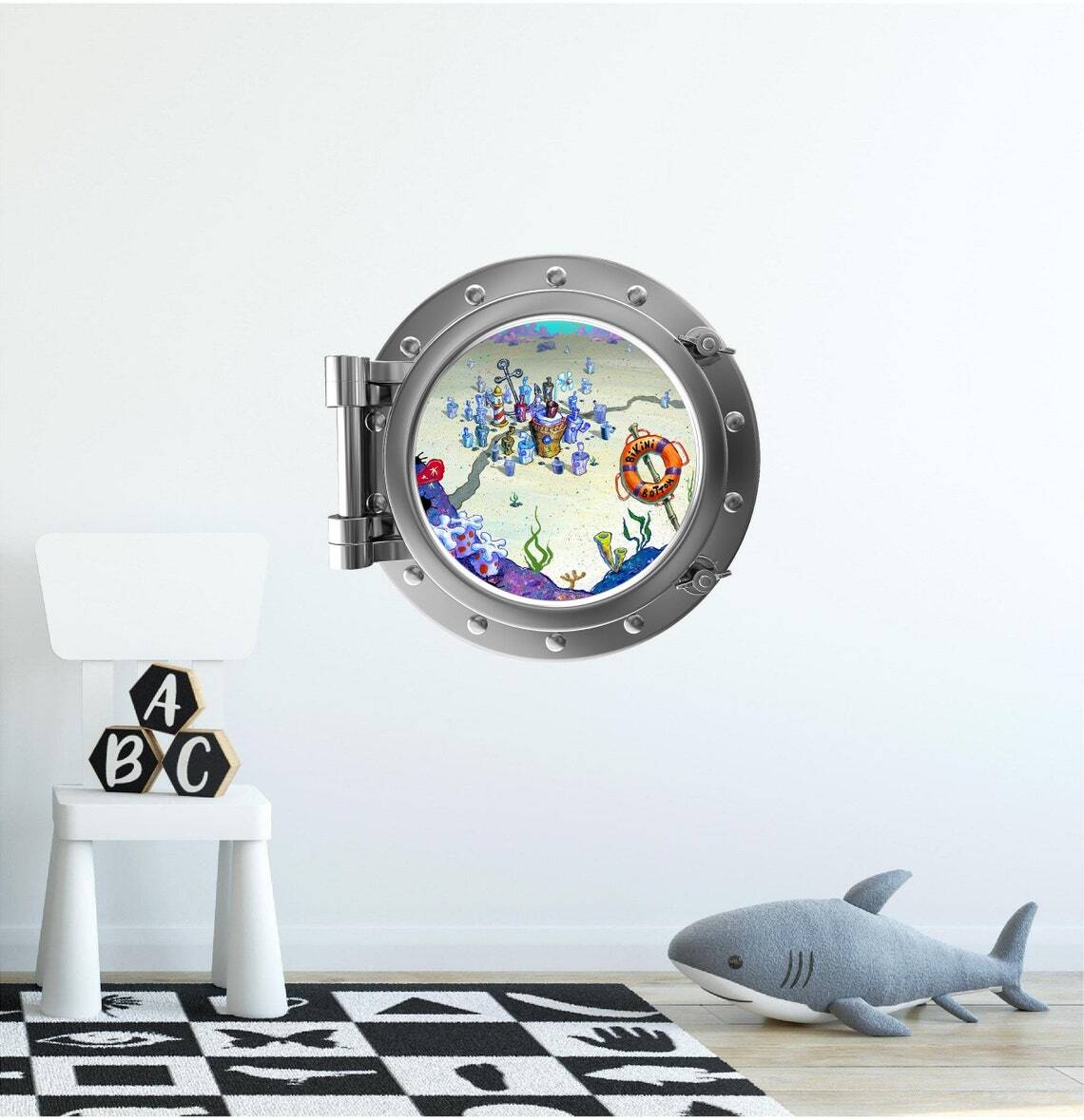 Porthole Wall Decal Bikini Bottom Ocean Boat Window Wall Decor Spongebob Sticker