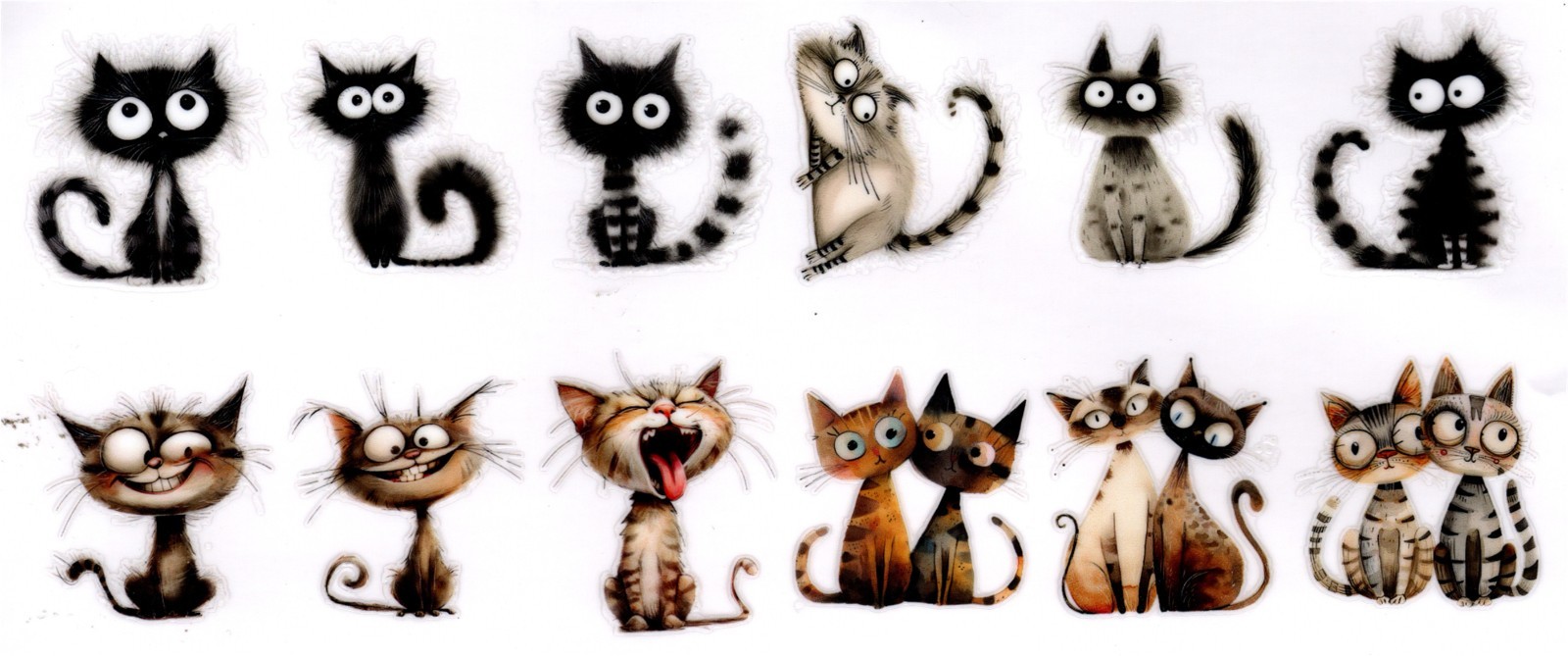 4 Sheets Cats, Kittens & Dogs UV DTF Stickers for Keychains, Coasters – 04 & 06