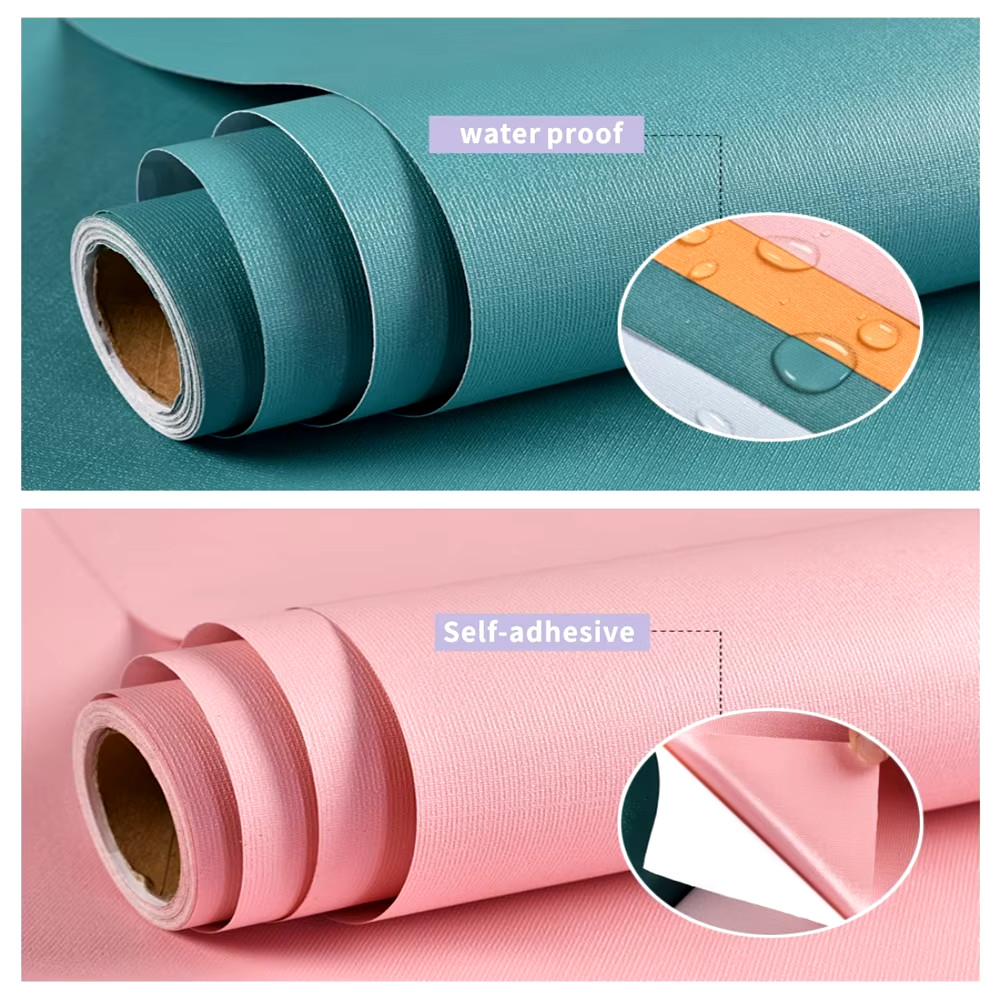 Macaron Thick Self-adhesive Wallpaper Solid Color Vinyl PVC Sticker Waterproof