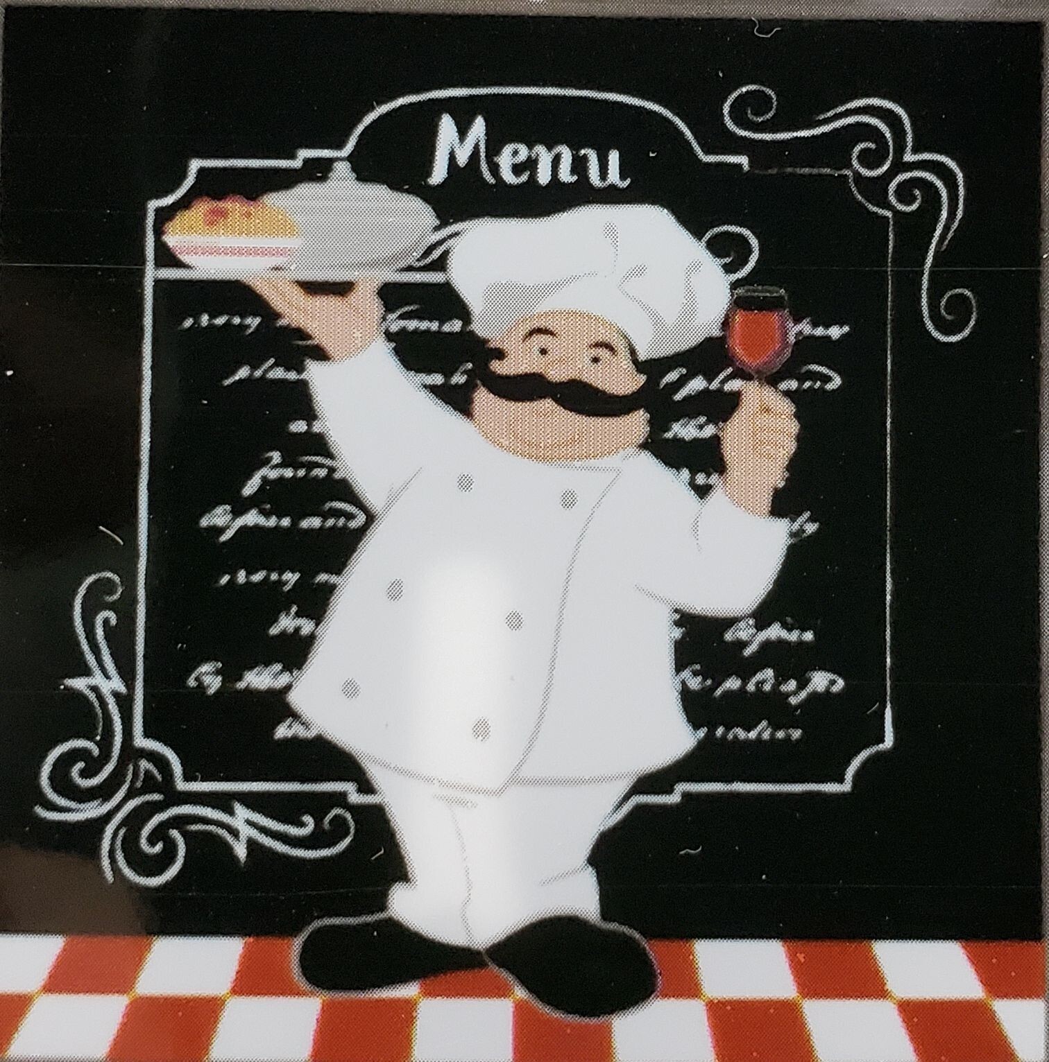 KITCHEN STOVE BACKSPLASH STICKER / WALL DECALl (30"x18") FAT CHEF, GR