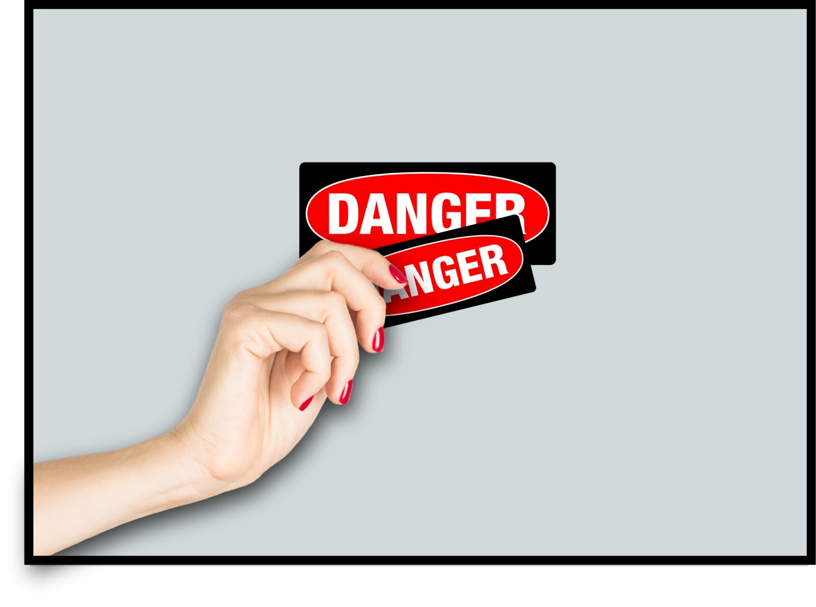 Danger Decal Sticker Warning Strip Black Red Oval Beware Look Out Caution Safety
