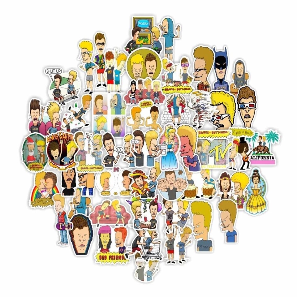 Beavis And Butthead Stickers 45pk Beavis And Butthead Do America Random Mixe TP