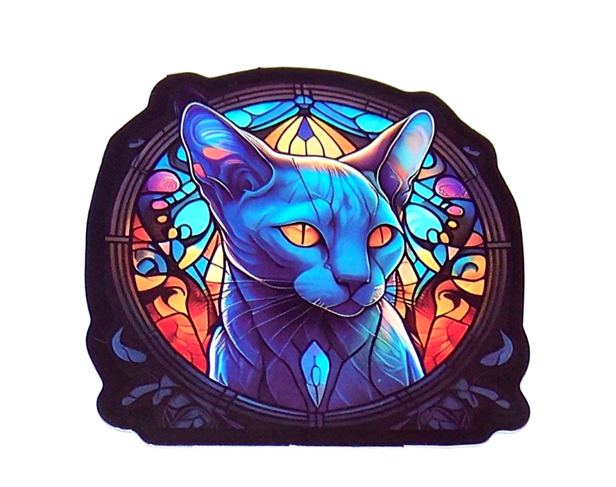 STAINED GLASS – Die Cut Sticker Decal Stained Glass Cat