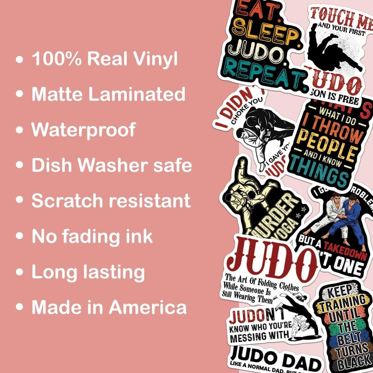 10pcs Judo Sticker Sheet, Martial Arts Joke & Training Decal for Judoka Judo Dad