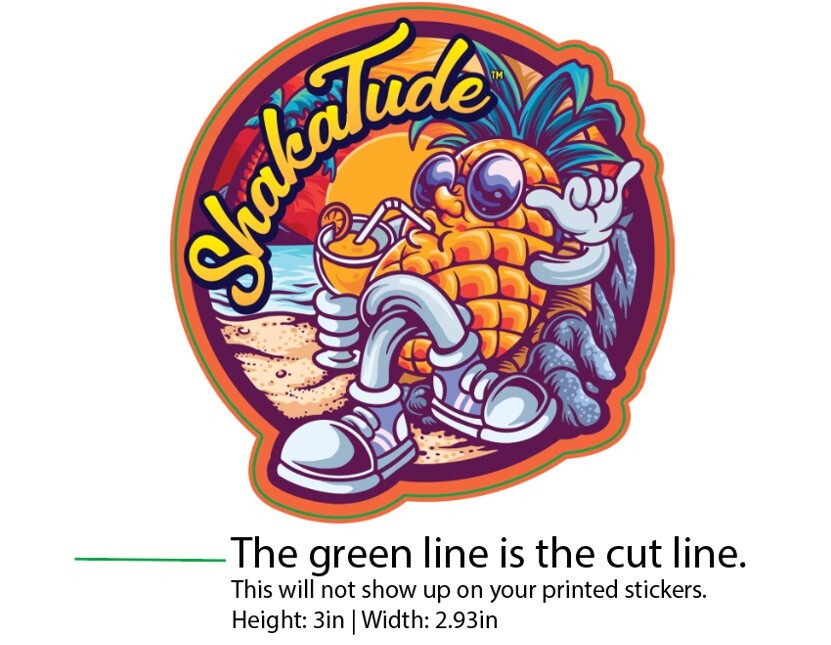 Party Pineapple ShakaTude Sticker Decal Good Vibes Hang Loose Brah Hawaii Aloha