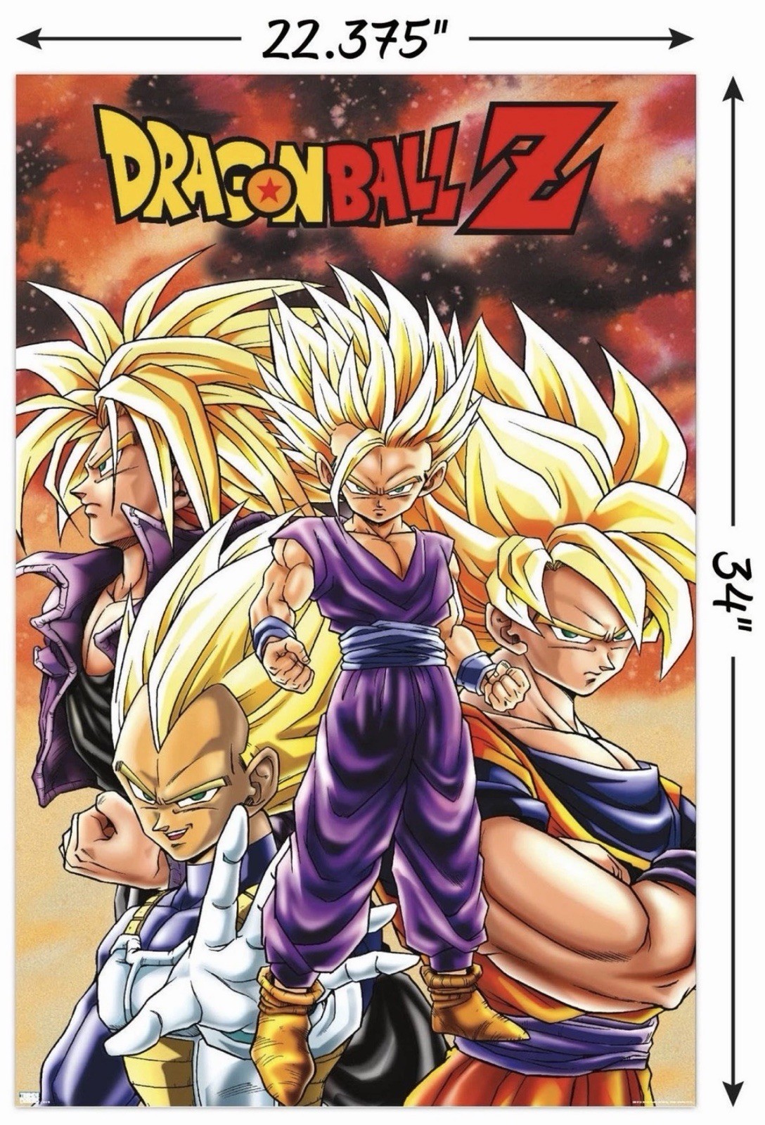 Dragon Ball Z – Saiyans Wall Poster, 34L" x 22.4W", Unframed Version
