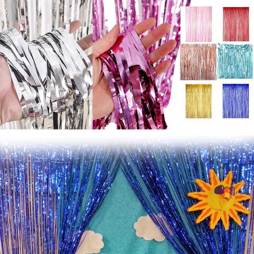 Multi Color 2m Thick Rain Silk Curtain for Party Background Wall Decoration