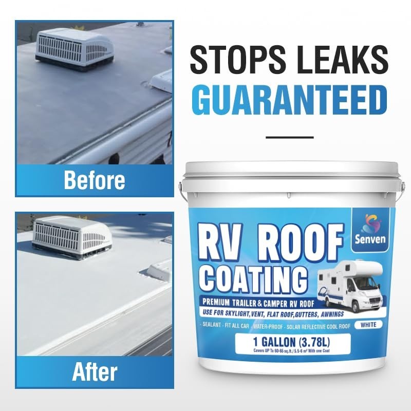 RV Roof Sealant RV Roof Coating RV Roof Sealant White 1 Gallon Waterproof Sol…