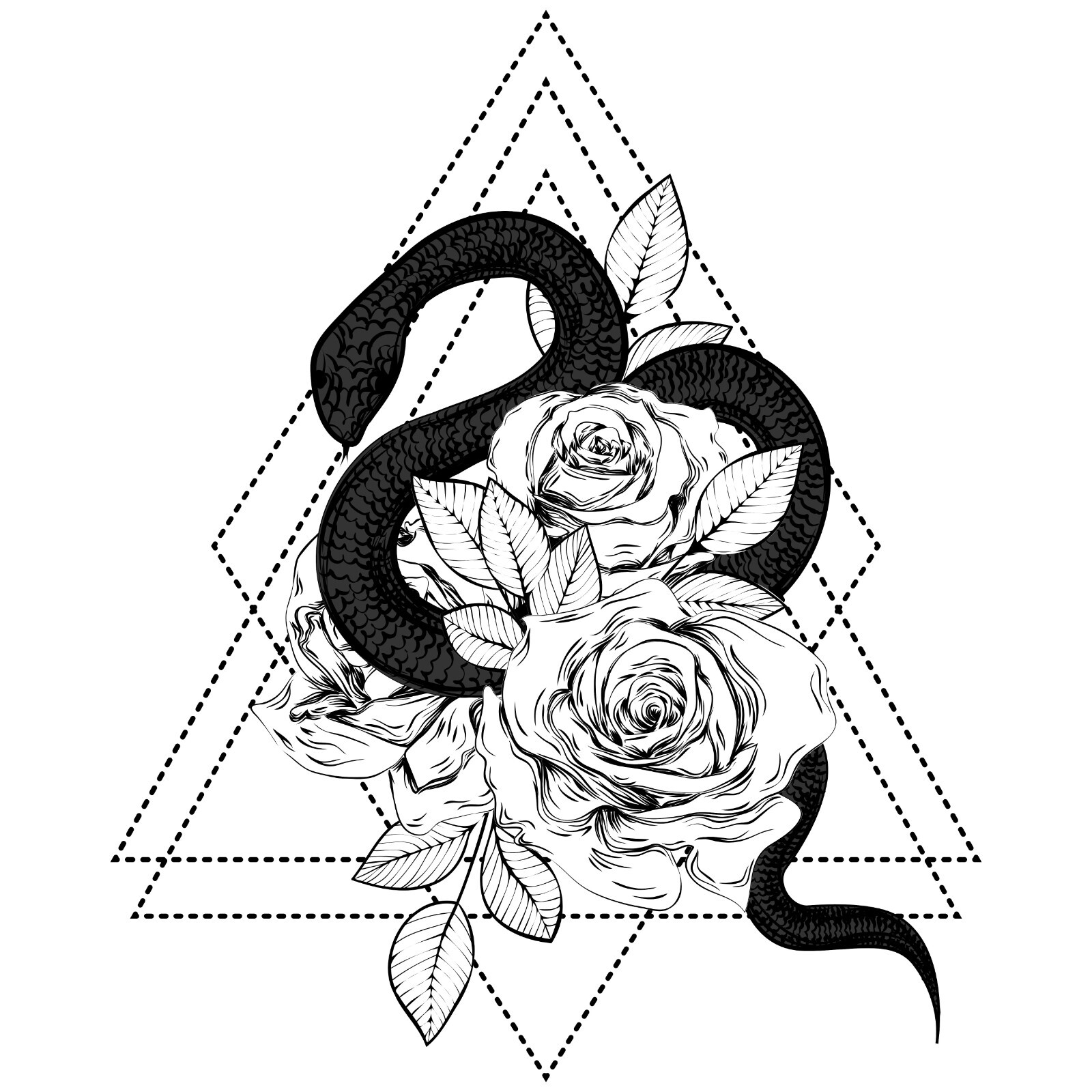 Rose Sticker (4 Inch) Gothic Retro Black Snake Vintage Botanical Floral Bouquet