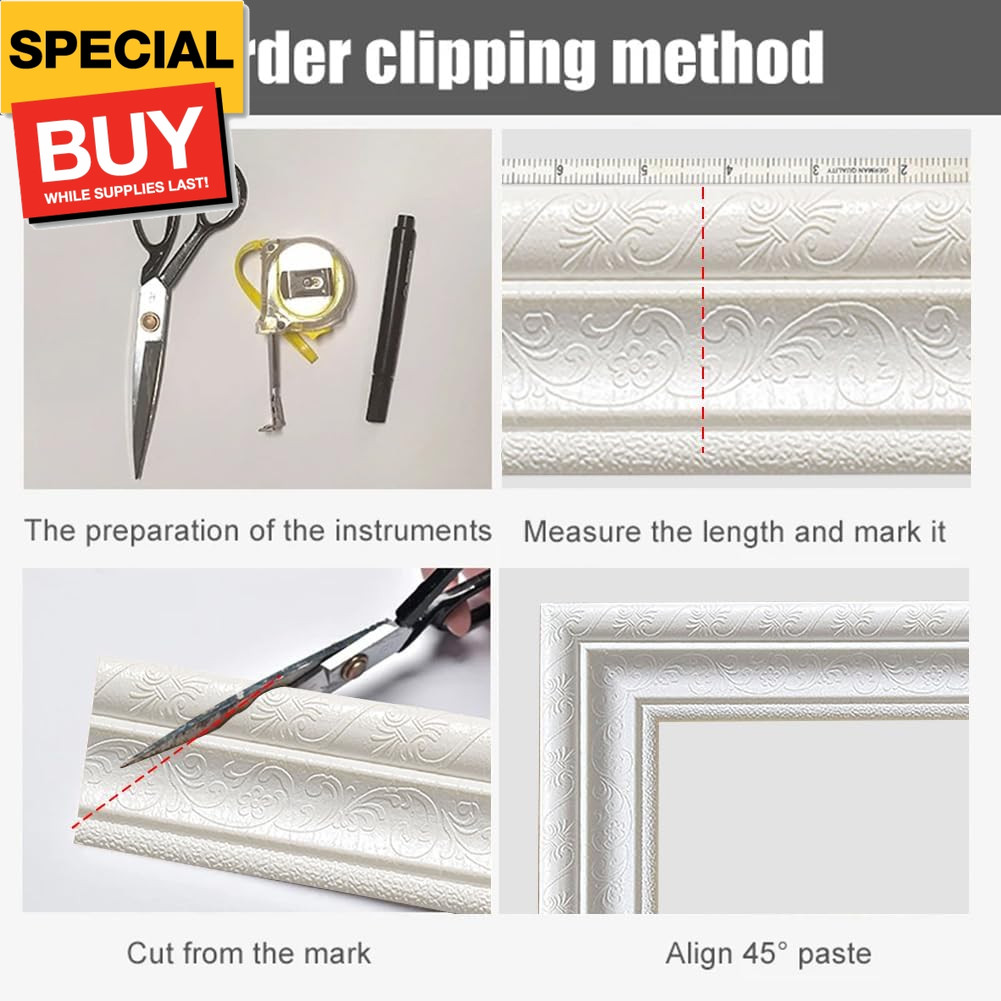 90"x 3" Self Adhesive Flexible Foam Molding Trim, 3D Sticky Decorative Wall Line