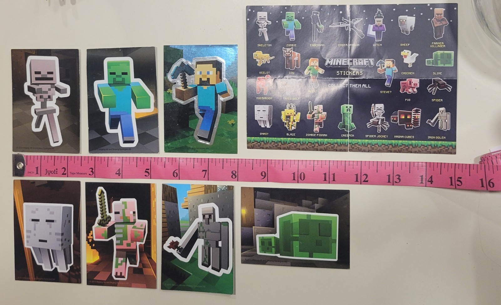 Minecraft Collectible Trading Card Stickers pack 7 Sticker Cards