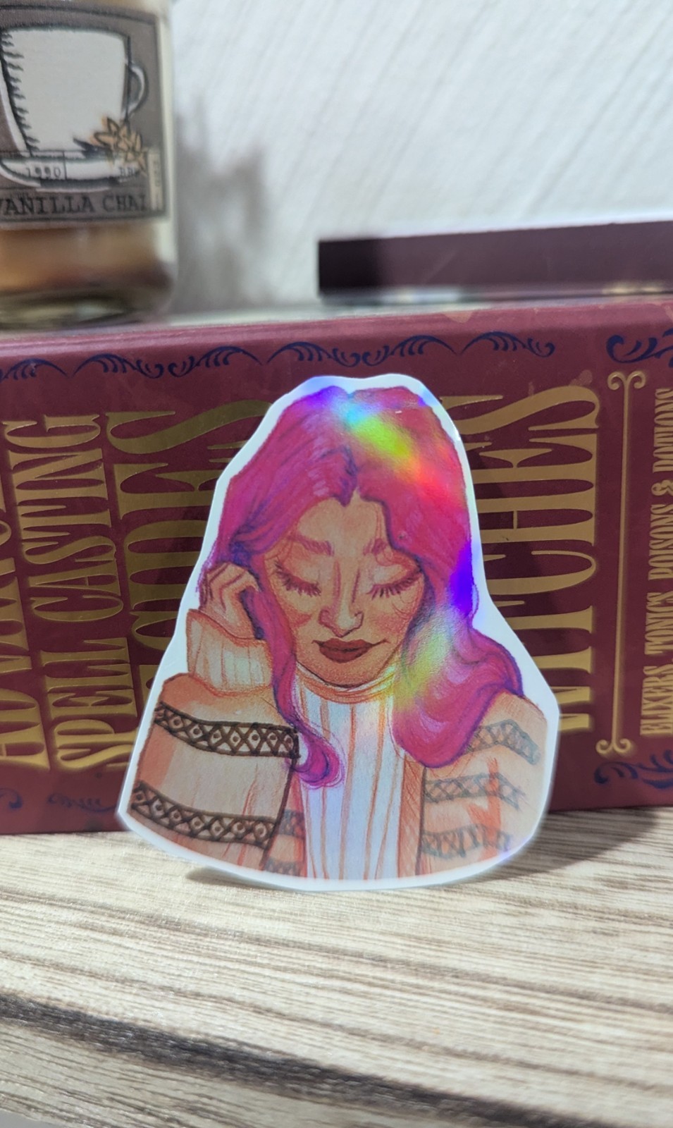 Pink Haired Girl Holographic vinyl sticker by Lady Lanval