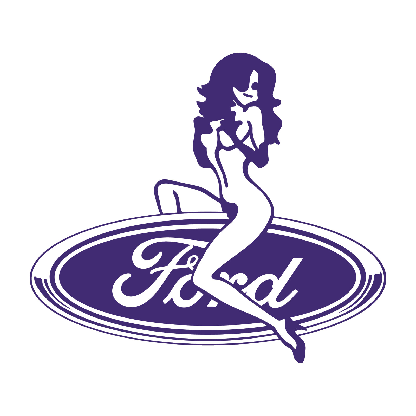 Ford Logo With Sexy Girl Die Cut Decal USA Made Multiple Colors Available 6+yrs
