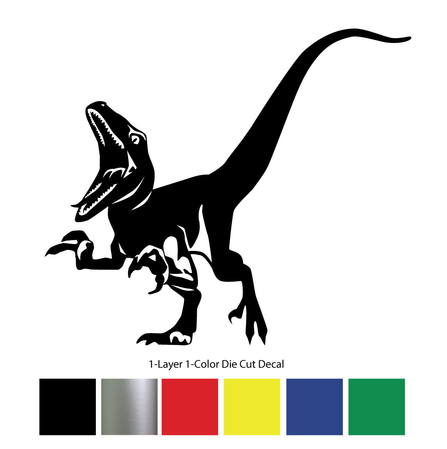 Dinosaur – Roaring Velociraptor #4 – Jurassic Period – 4-21" wide – DieCut Decal