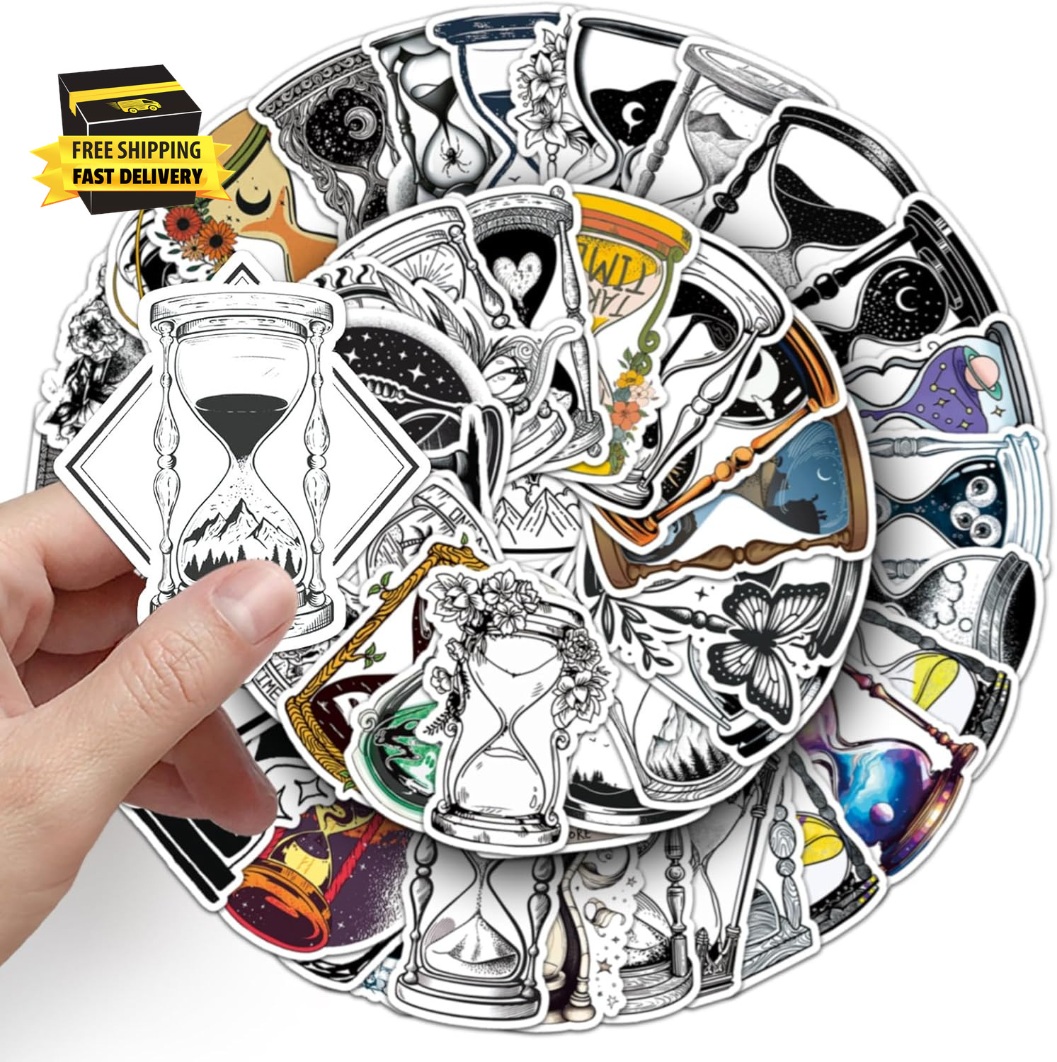 50PCS Magic Hourglass Waterproof Stickers Graffiti Aesthetics Waterproof Vinyl f
