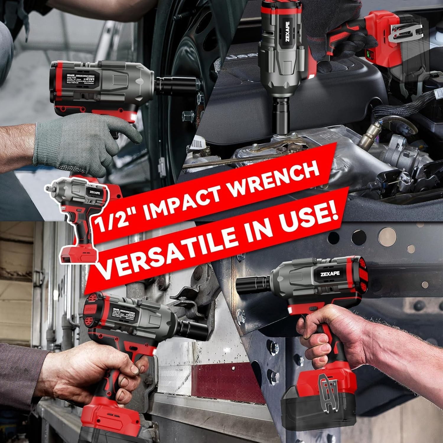 Cordless Impact Wrench 1/2 Inch for Milwaukee 18V Battery, Impact Wrench 1360N.M