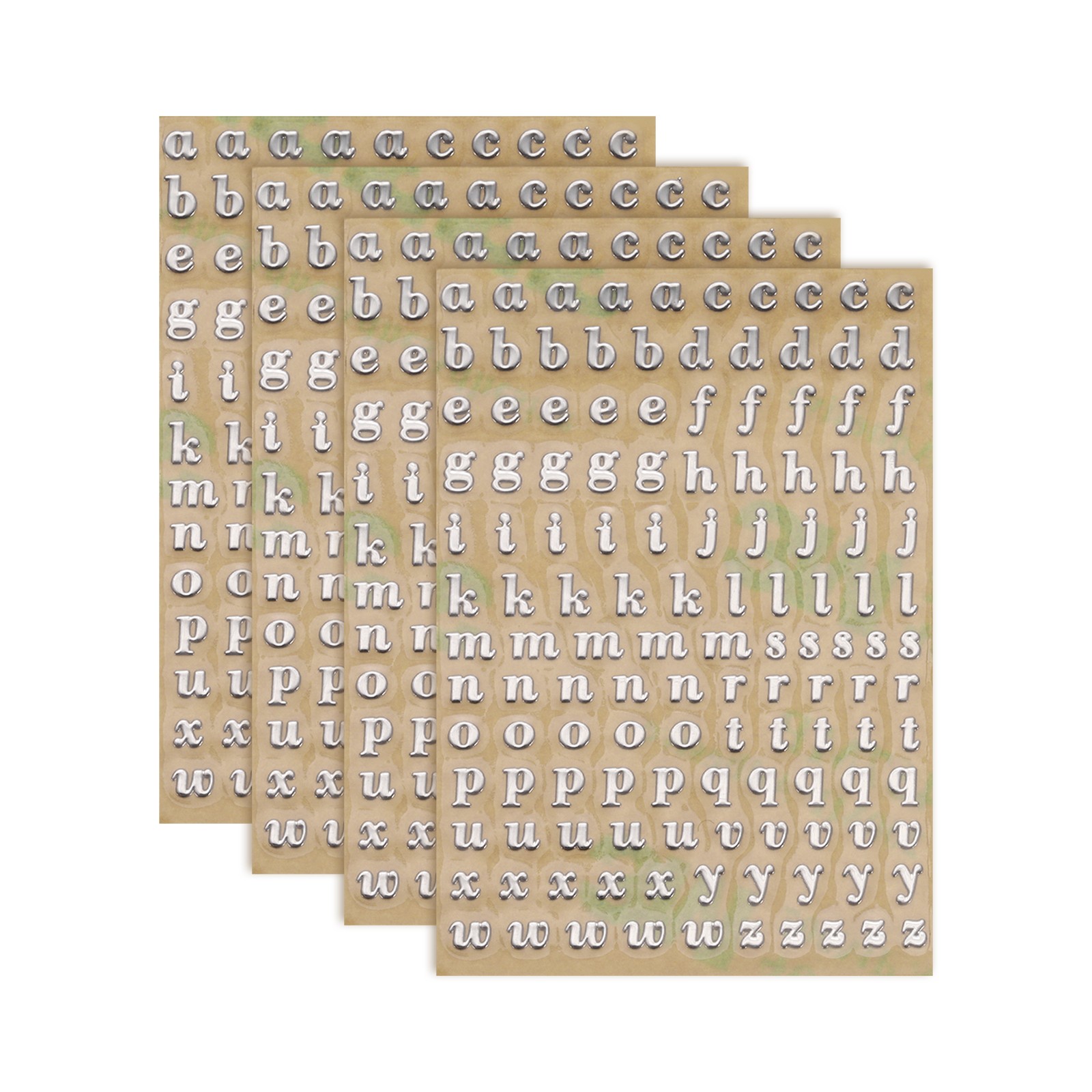 4Sheets Letter Stickers 0.12"Letter Stickers Alphabet Stickers(Silver Lowercase)