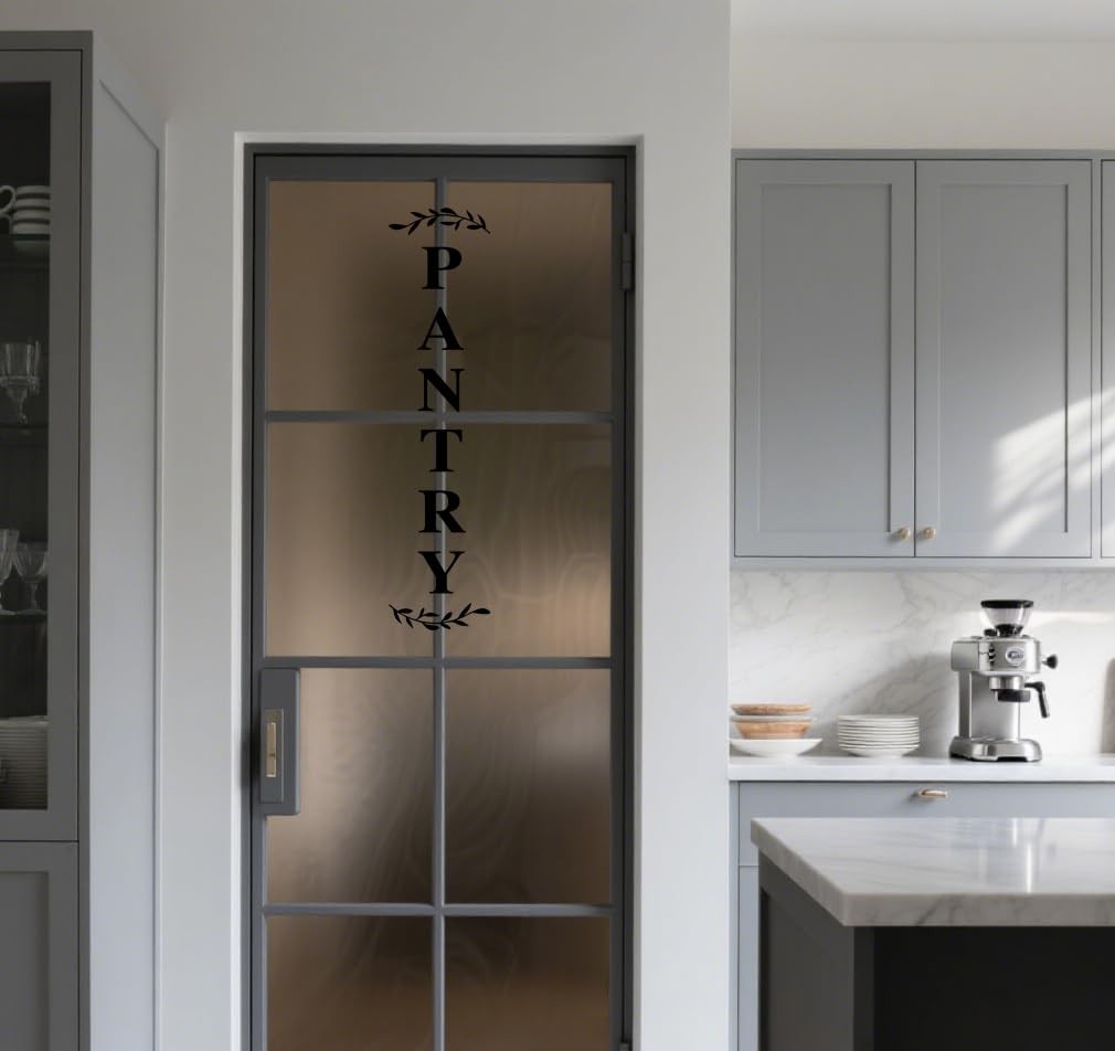 Pantry Door Decal – Black Vinyl Kitchen Sticker – 27.5 x 6.6 in,
