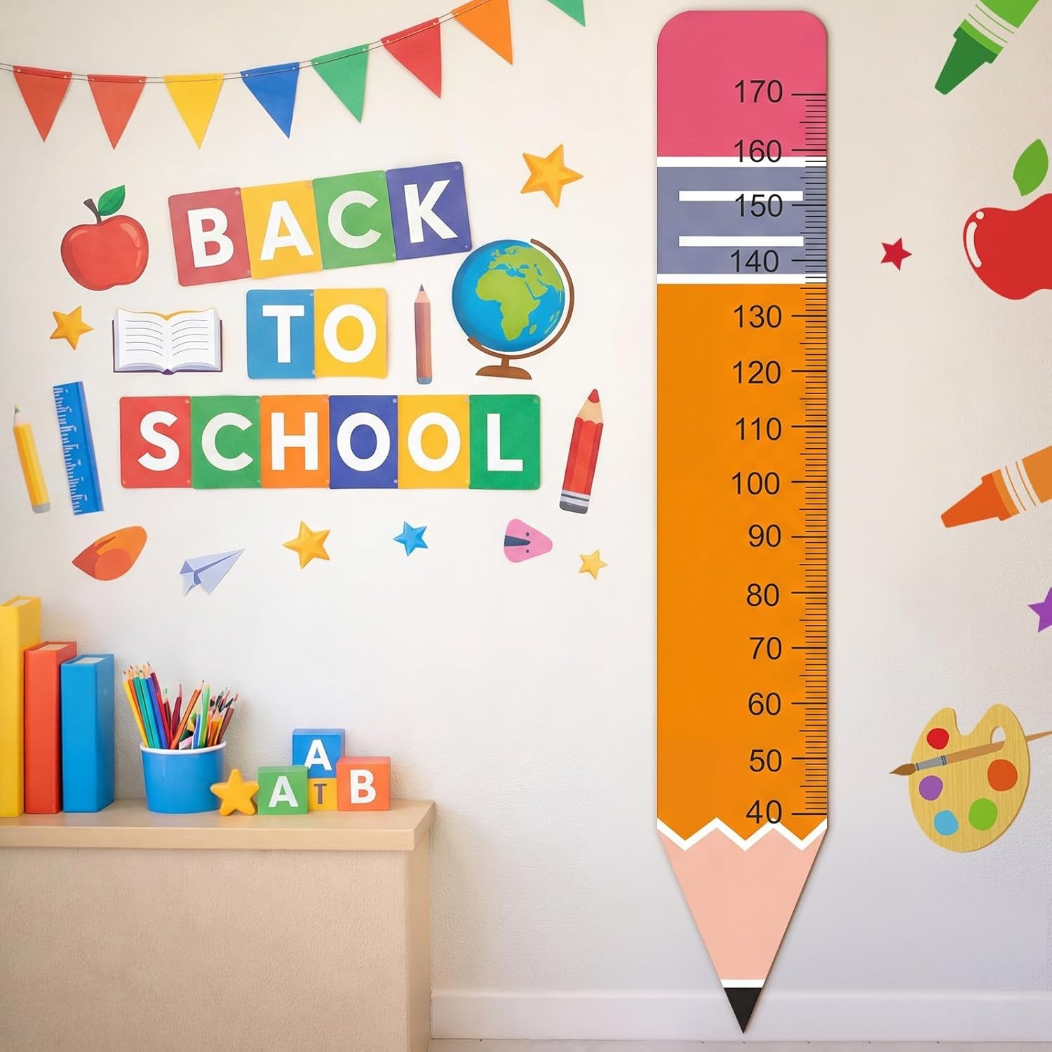 Height Growth Chart Wall Sticker Decor 77"x14" Pencil Shaped Height Measurement