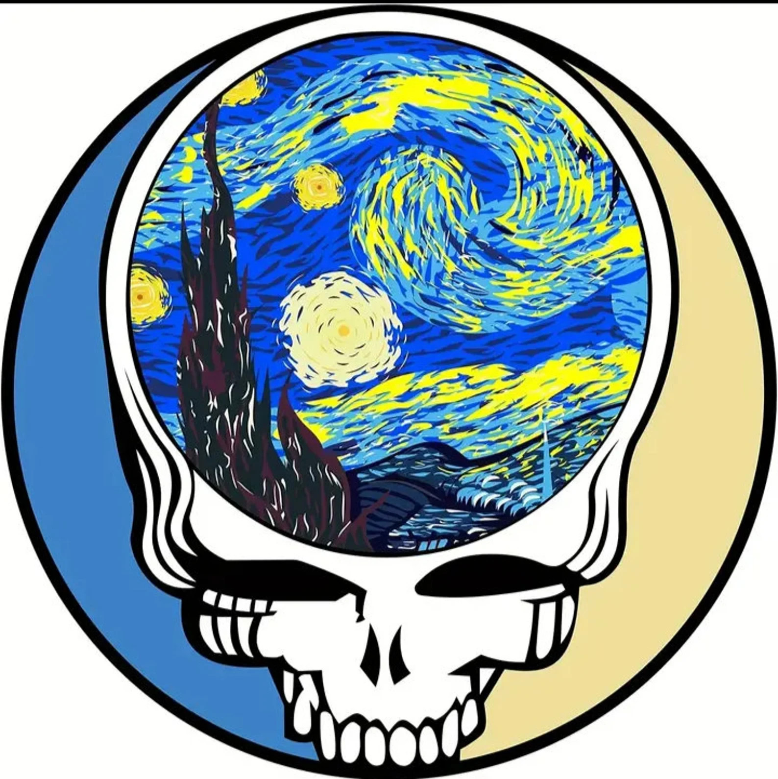 🌹⚡️GRATEFUL DEAD Van Gogh Starry Night Sticker *NEW* 5" Round⚡️🌹