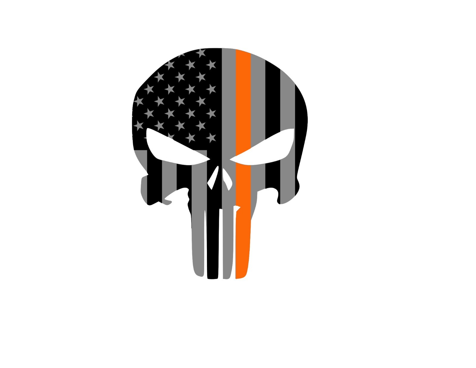 PUNISHER SKULL American Flag THIN ORANGE LINE Vinyl Decal Sticker