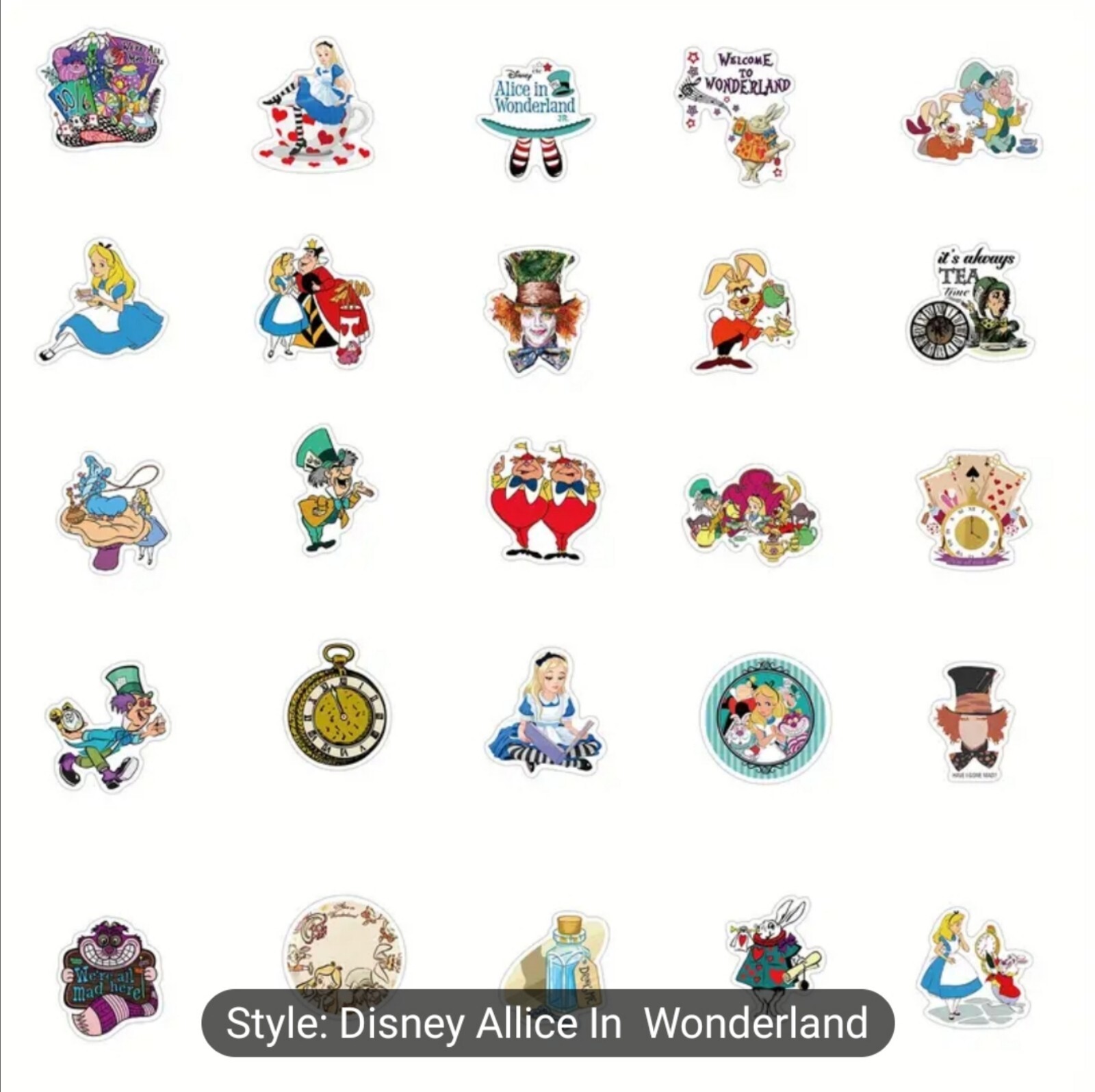 20 PCS Alice In Wonderland 2 Stickers BRAND NEW