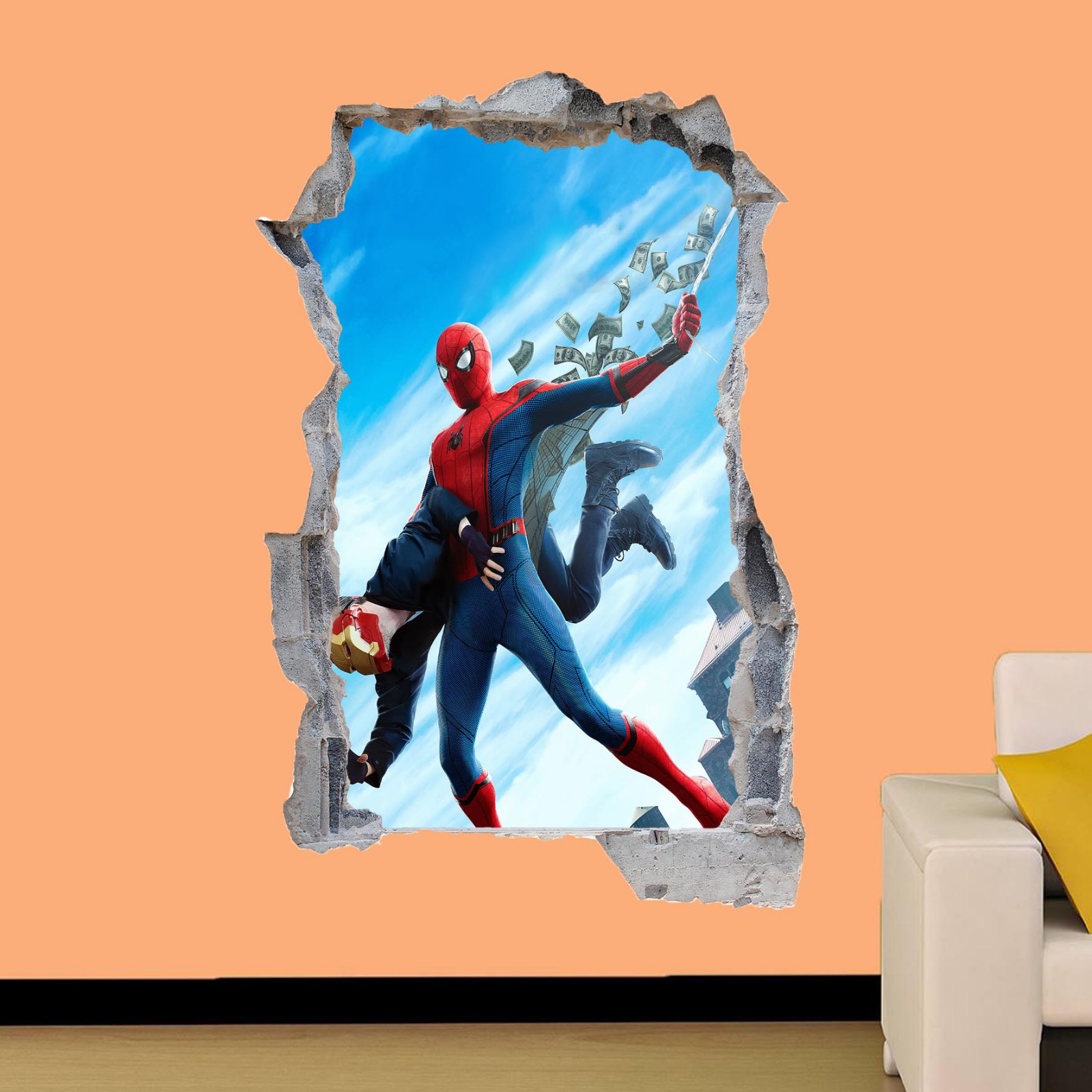 Ironman and Spiderman Wall Stickers 3d Art Poster Mural Decal Kids Bedroom ST9