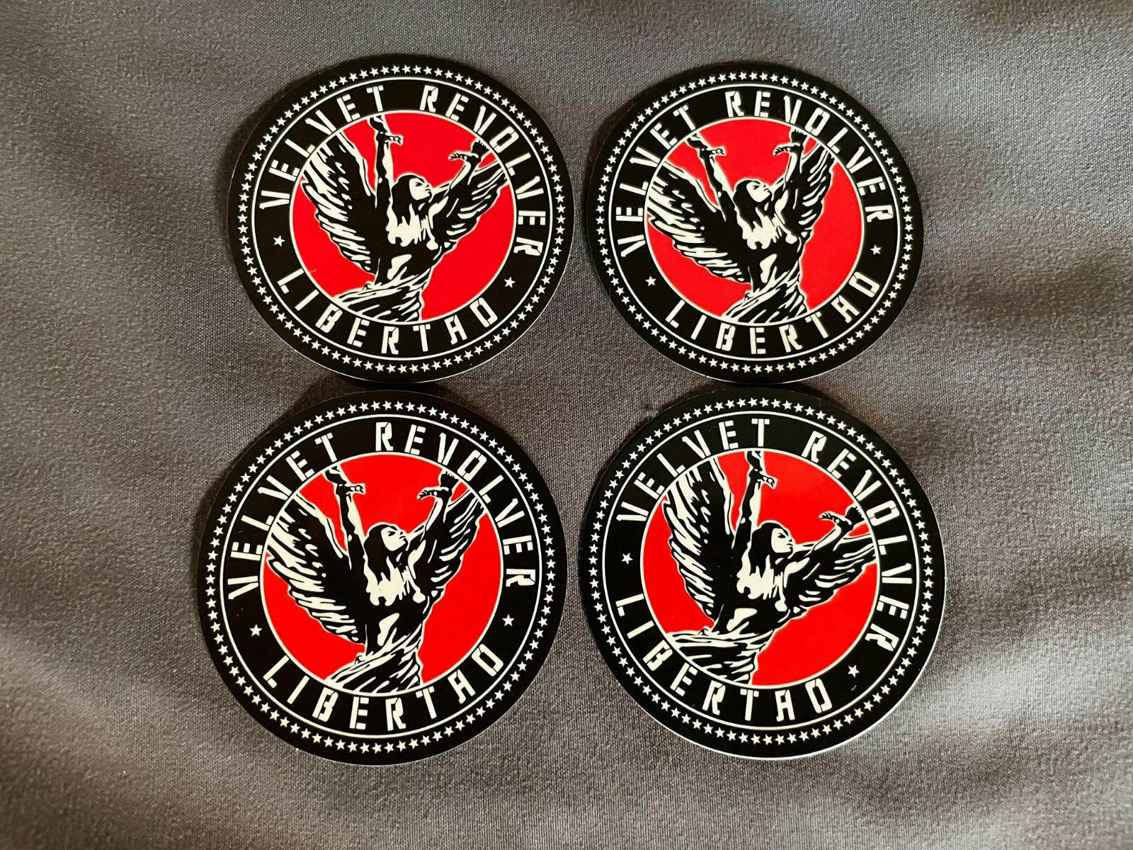 Lot of 4 VELVET REVOLVER 2" x 2" Band Logo STICKERS Black Red White FAST!
