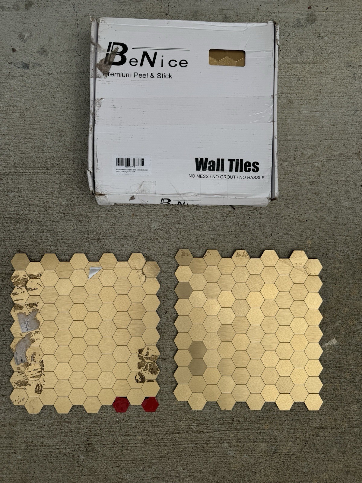 20PC BeNice Peel and Stick Hexagon 3D Adhesive Metal Wall Tile Stickers READ