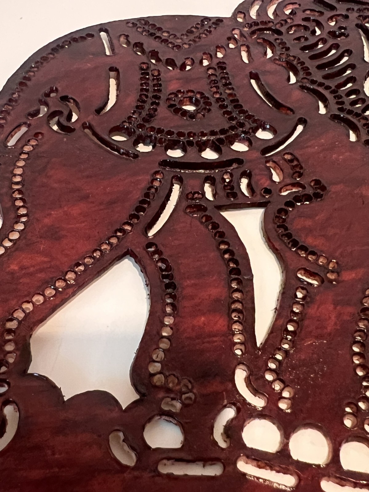 VTG HAND CRAFTED NATURAL GENUINE LEATHER ELEPHANT DECAL – THAILAND