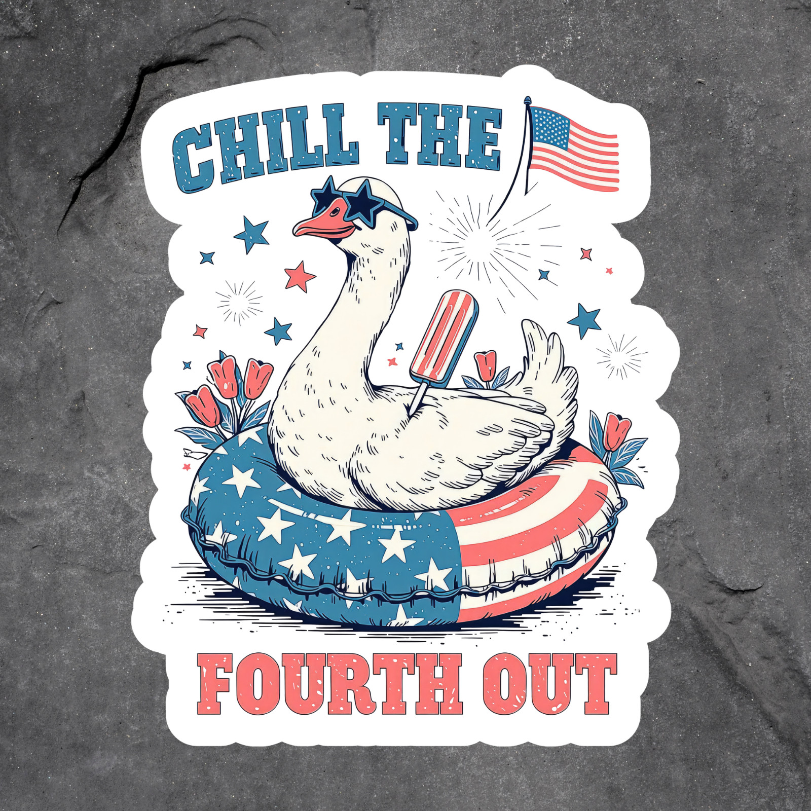 Goose Sticker Vinyl Decal Chill The Fourth Out Patriotic Summer Funny America