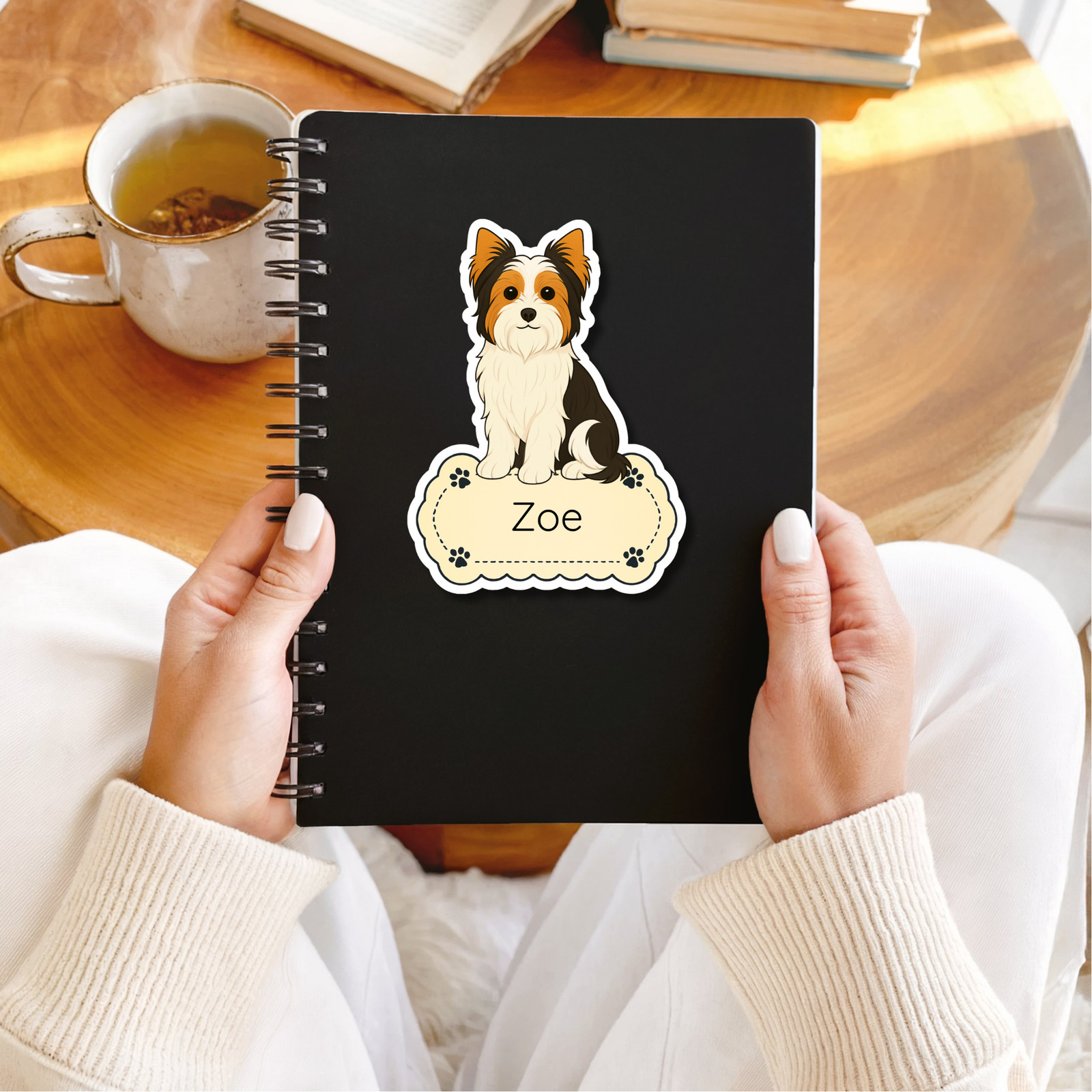 Personalized Biewer Terrier Dog Sticker Magnet Bookmark – Tri-Color