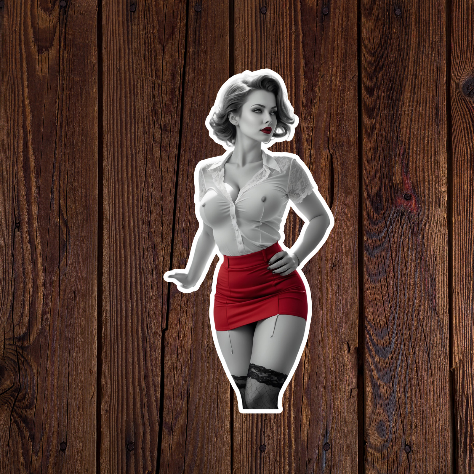 Pinup girl sticker vinyl decal woman blonde hair sexy bombshell seductive