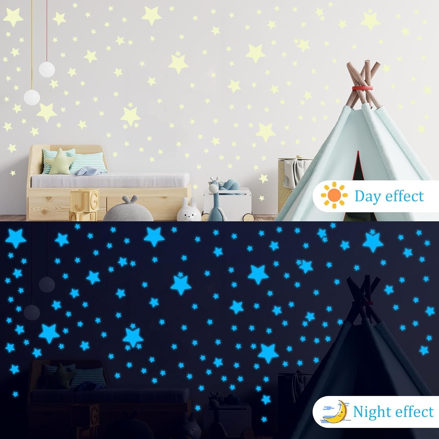 476 Pcs Blue Glow in the Dark Star Stickers – Magical Ceiling Decor for Kids