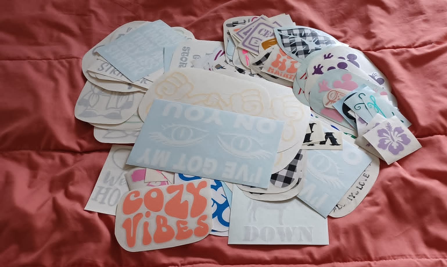Vinyl Decals Assorted Mixed Lot Various Sizes and Themes 341 pieces