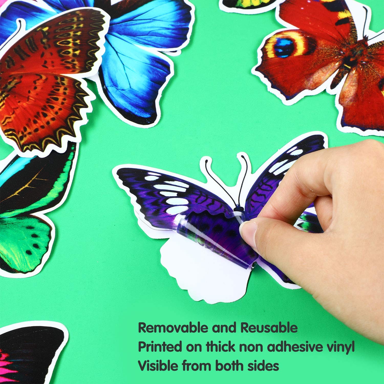 Outus 40 Pieces Butterfly Window Stickers for Glass Multicolor