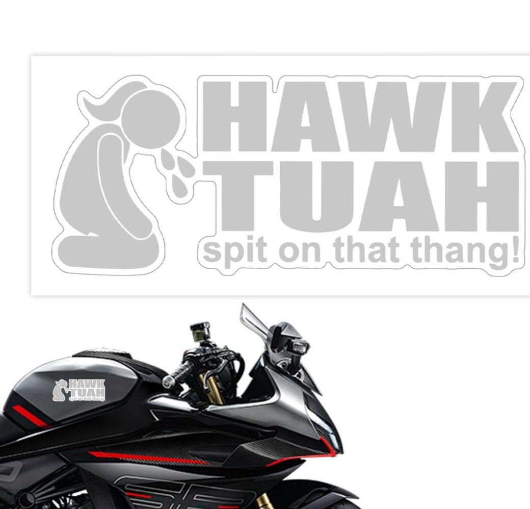 1 X hawk tuah , spit on my thang , funny, sticker , autocollant Gris