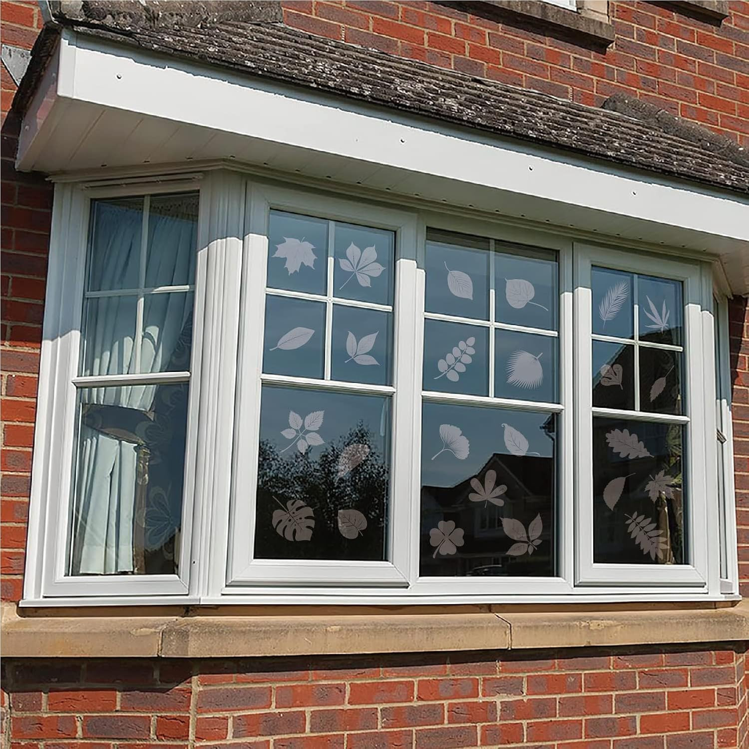 Window Decals for Bird Strikes,52 Pieces Large Leaf Shape anti Collision Window
