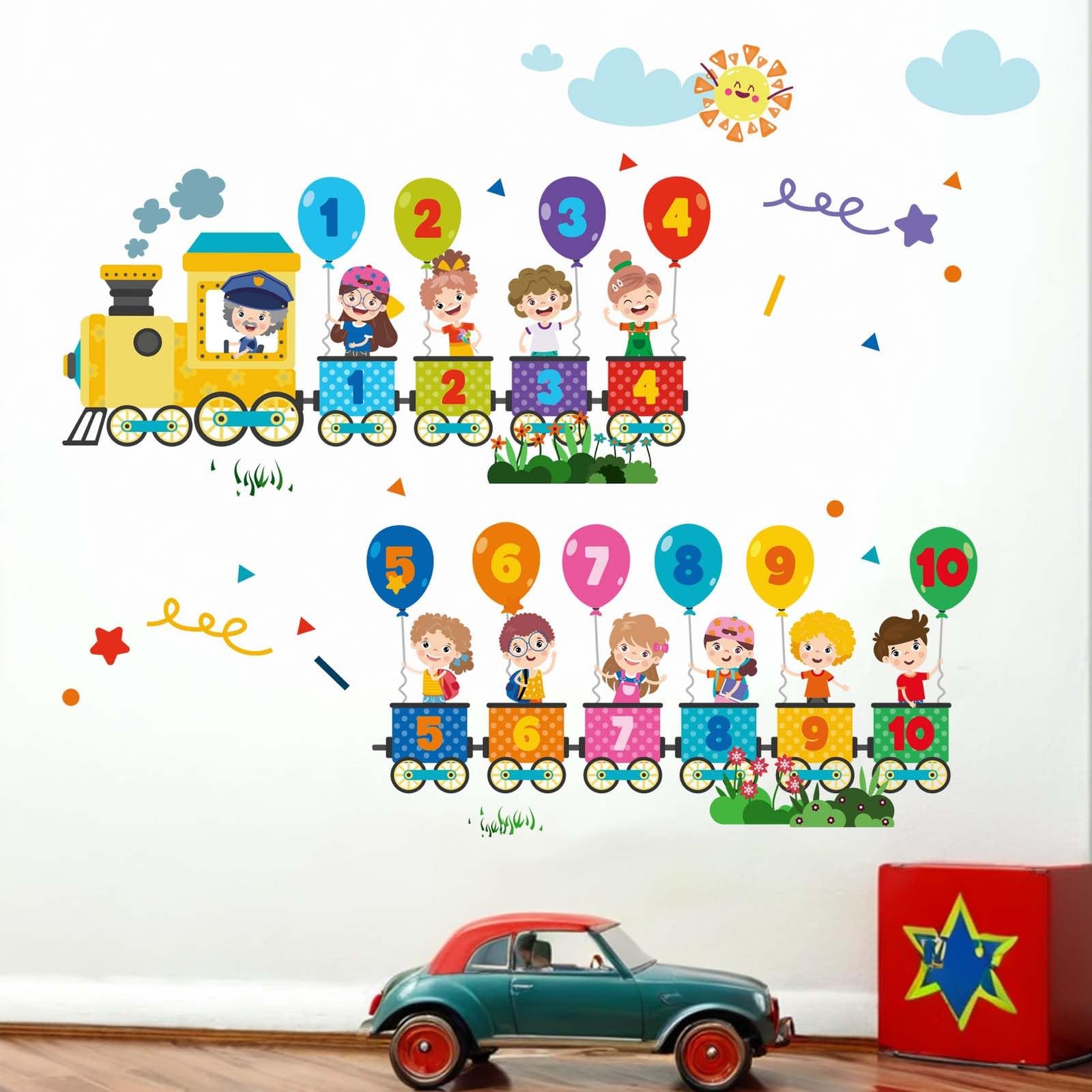 Train Number Wall Decals – Learning Figures Education Wall Stickers – Baby Bo…