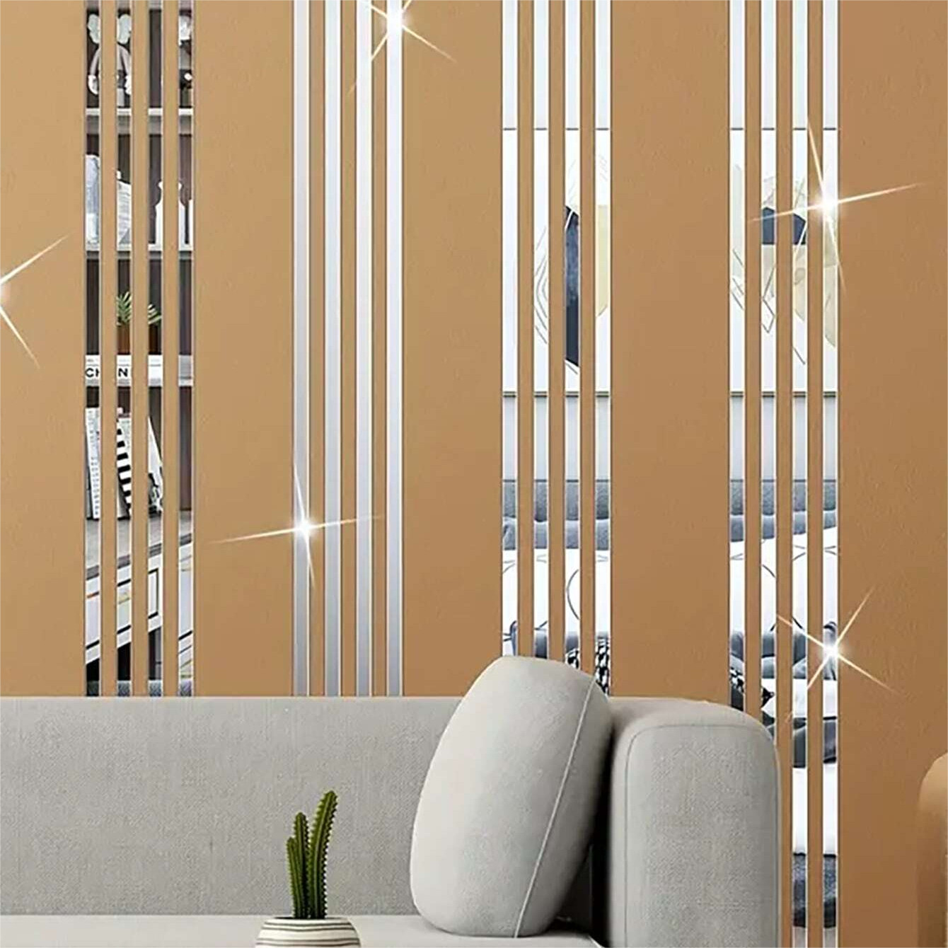 20 Pieces Strip Mirror Wall Stickers Self-Adhesive Acrylic Mirror Stickers