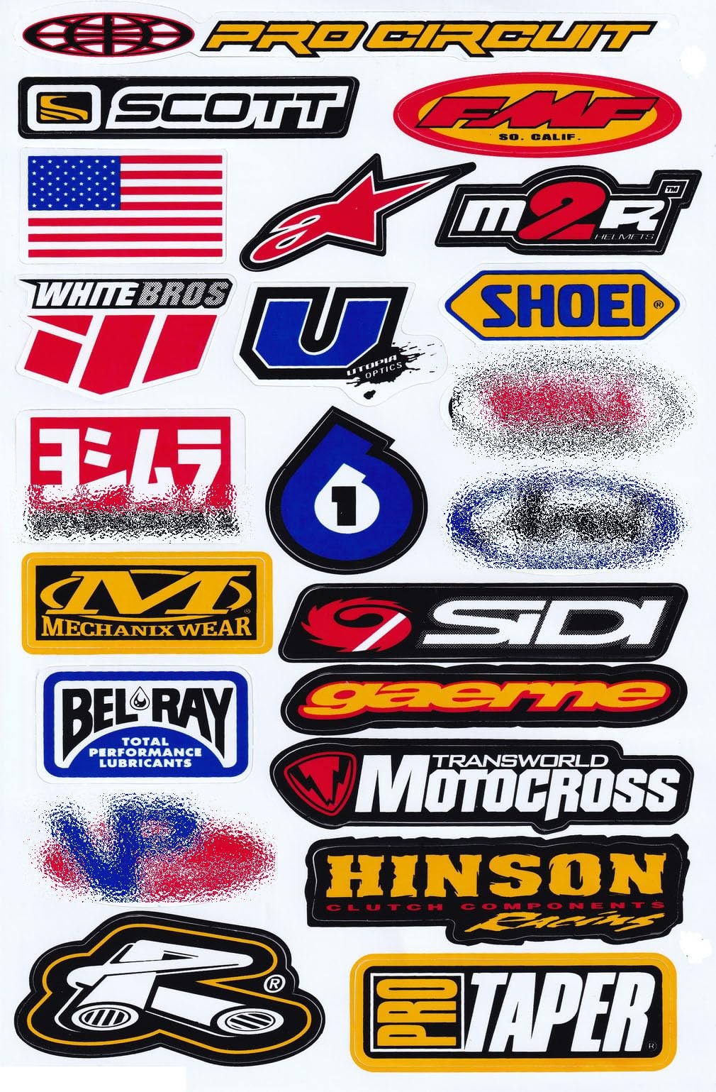 Set of 5 Motocross Dirt Bike Helmet Decal Kit Sticker Sheets #Su501