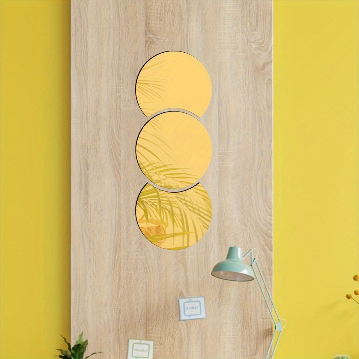 Vertical Stacked Round Mirror Decal Lightweight Safe Modern Living Room Wall Art