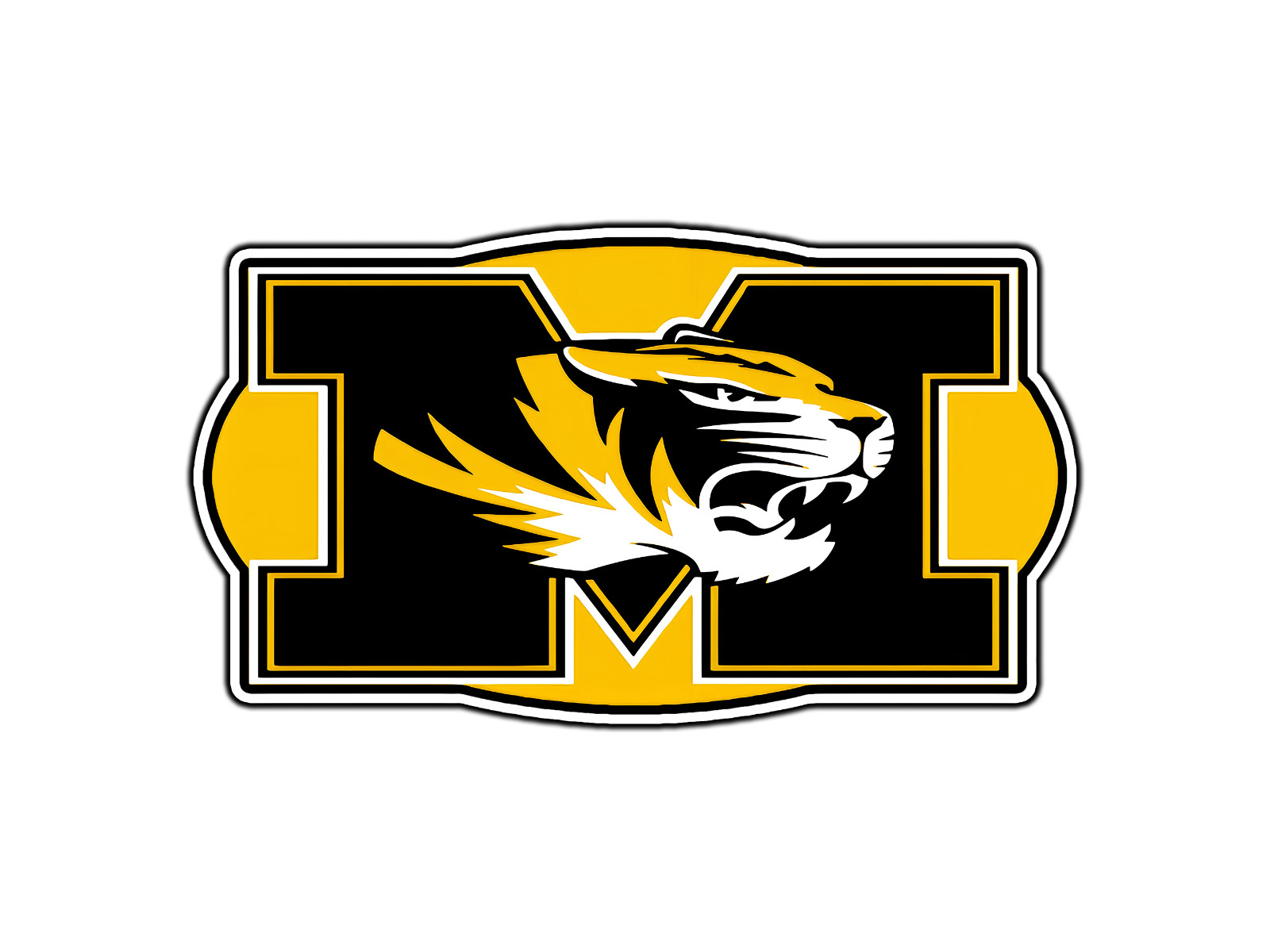 #0341 Missouri Tigers Monogram Logo #3 Waterproof Vinyl Sticker Decal Die-Cut