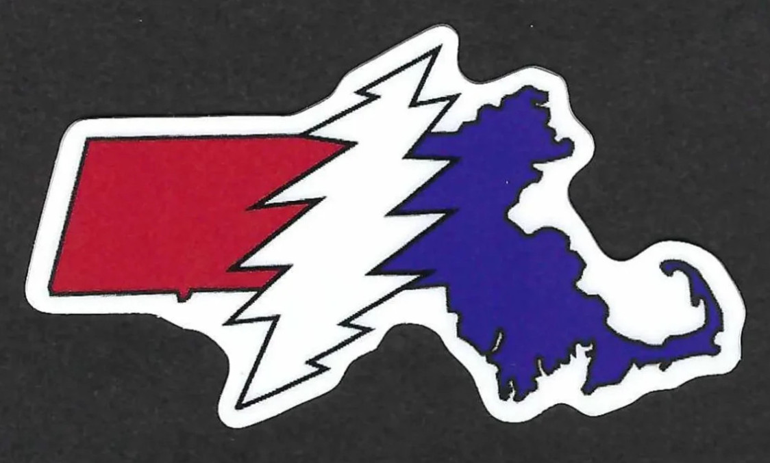 GRATEFUL DEAD 13 Point Bolt Massachusetts Sticker *NEW* 3" Wide