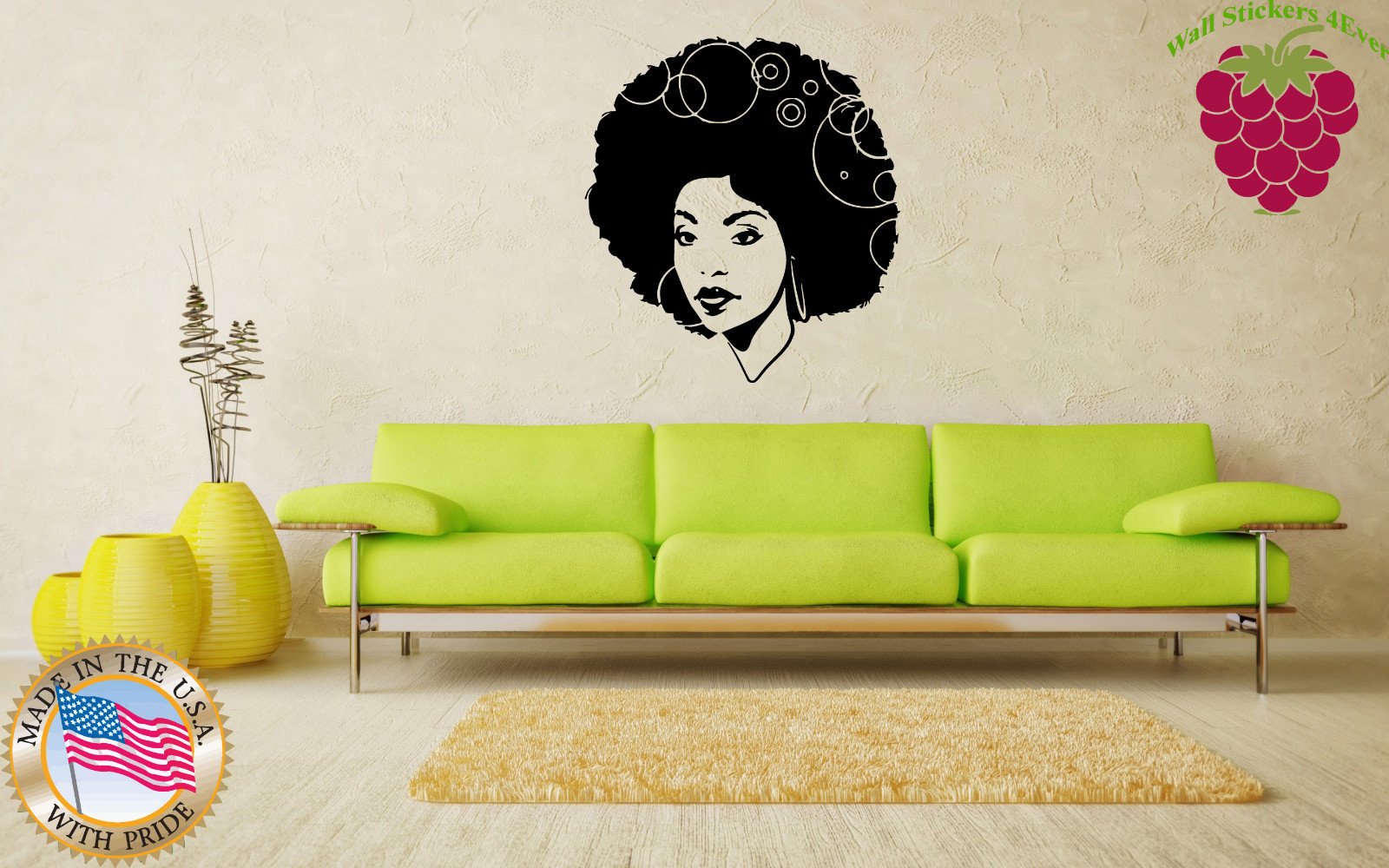 Wall Stickers Vinyl Decal Sexy Hot Young African Woman Sexy Afro Hair EM449