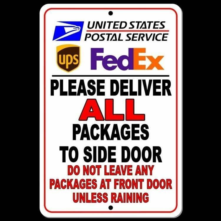 Deliver Packages To Side Do Not Leave Packages At Front Door Sign / Decal